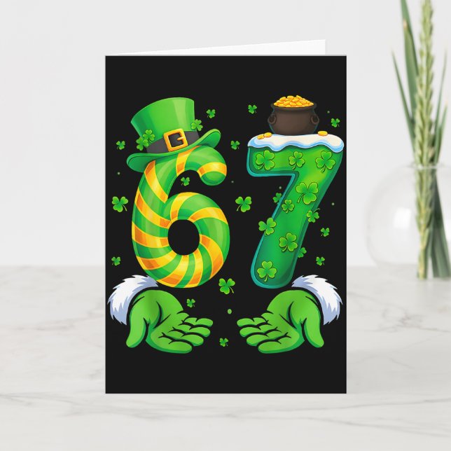 67 Six Seven Shamrock Roligt St Patricks Day Barn  Kort (Framsida)