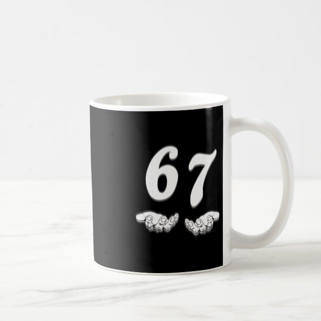 67 Sju med Händer svartvitt Kaffemugg (Höger)