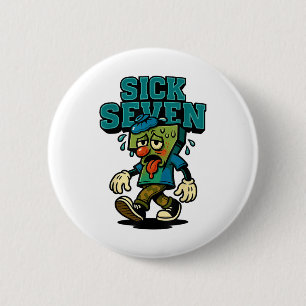 67 Sjuk Seven Halloween-kostym Roligt ordspel Flic Knapp