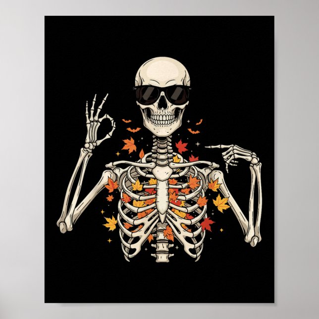 67 Skelett Meme Rolig Six Seven Gen Alpha Hallowee Poster (Framsidan)