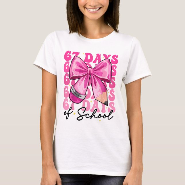 67 Skoldagar Coquette Bow Six Seven Meme Lärare T Shirt (Framsida)
