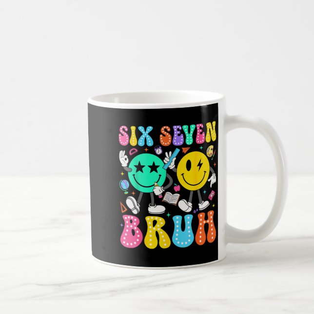 67 Skoldagar Six Seven Bruh Meme Leende Ansikte B Kaffemugg (Höger)