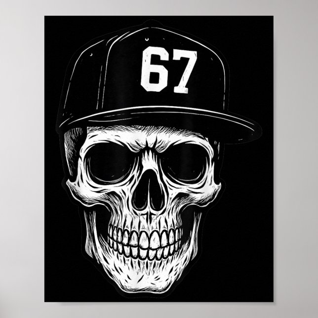 67 Skull Halloween Brainrot Meme Six Seven Kids Sk Poster (Framsidan)