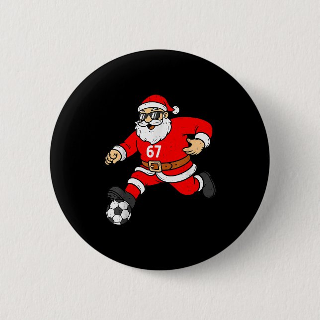 67 Soccer Santa Six Seven Meme Christmas Srt Men B Knapp (Framsida)