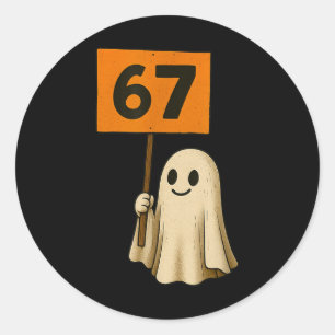 67 Söt Halloween-spöke Vintage-minimalistisk desig Runt Klistermärke