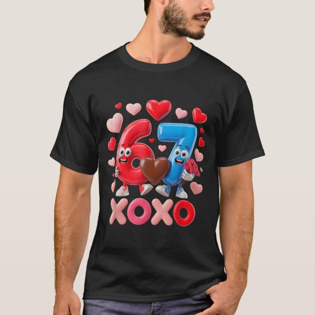 67 Söt Six Seven Gen Meme Par Jubileum Värde T Shirt (Framsida)