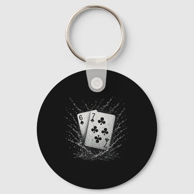 67 spelkort Six Seven Meme kortspel Poker Ca Nyckelring (Framsida)