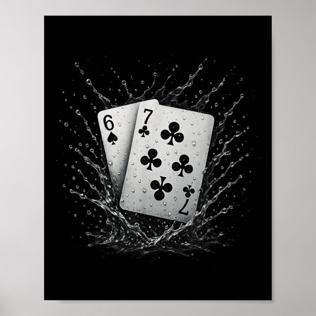 67 spelkort Six Seven Meme kortspel Poker Ca Poster (Framsidan)