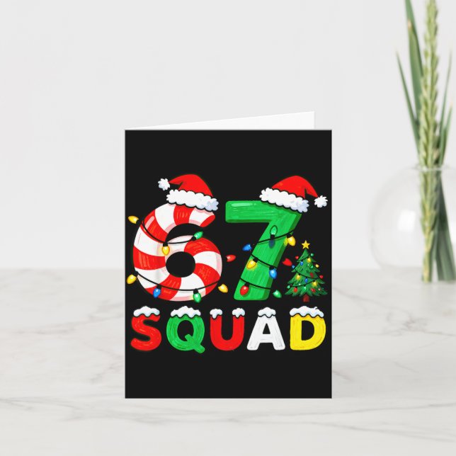 67 Squad Christmas Candy Cane Six Seven Meme Xmas  Kort (Framsida)