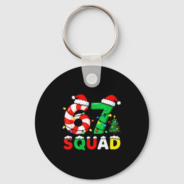 67 Squad Christmas Candy Cane Six Seven Meme Xmas  Nyckelring (Framsida)