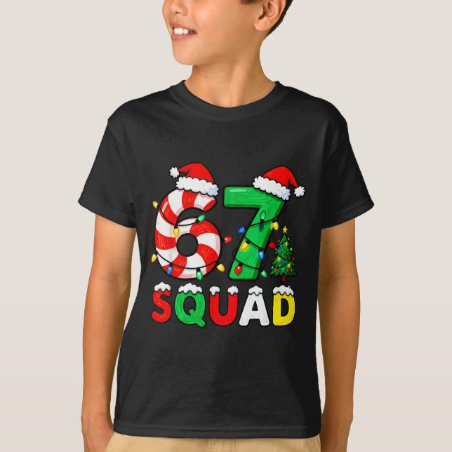 67 Squad Christmas Candy Cane Six Seven Meme Xmas  T Shirt (Framsida)