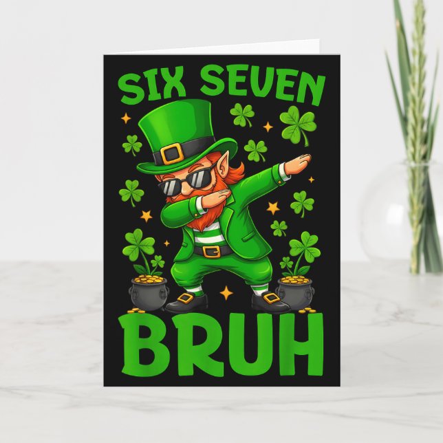 67 St Patricks Day Funny Six Seven Meme Leprechaun Kort (Framsida)