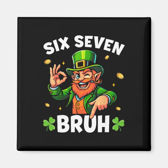 67 St Patricks Roliga Six Seven Meme Leprechaun Po Magnet (Framsidan)