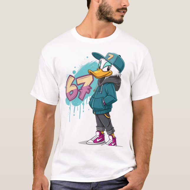 67 Street Duck – Urban Cartoon Style T Shirt (Framsida)