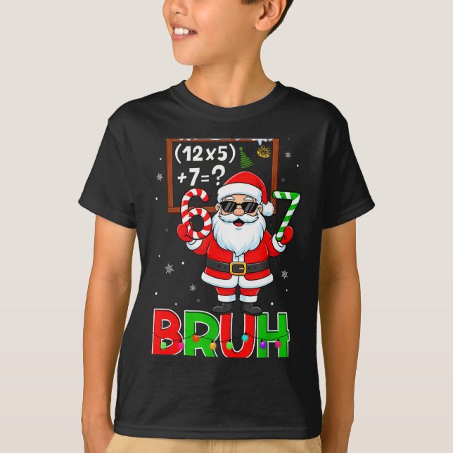 67 Teacher Christmas Santa Six Seven Meme Math Equ T Shirt (Framsida)