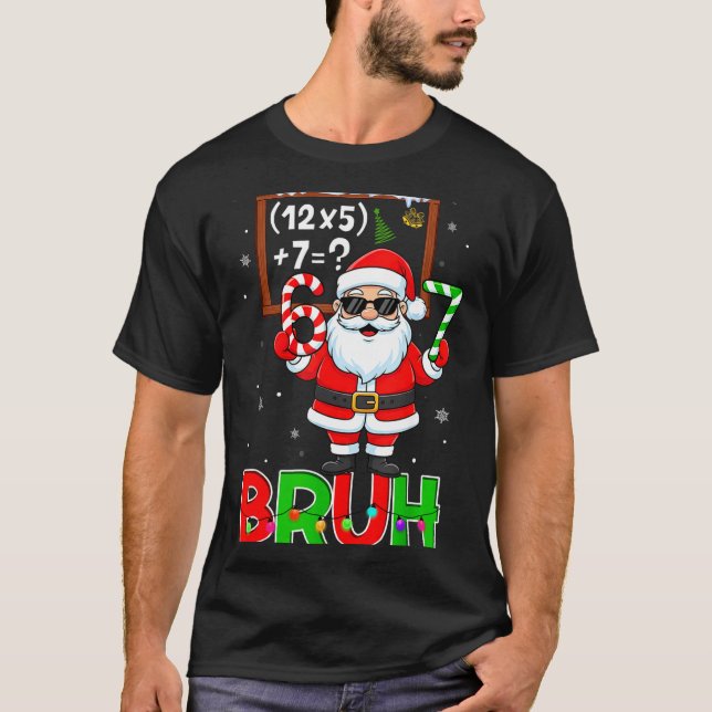 67 Teacher Christmas Santa Six Seven Meme Math Equ T Shirt (Framsida)