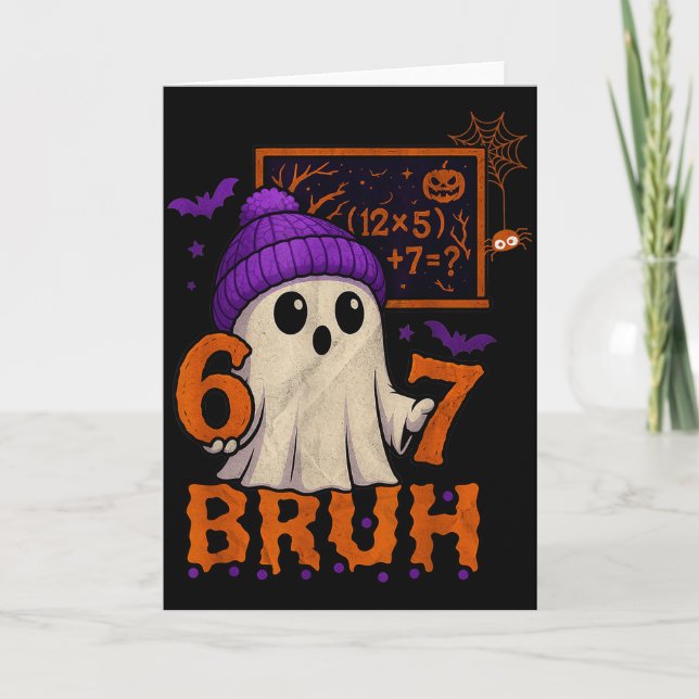 67 Teacher Halloween Ghost Six Seven Meme Math Equ Kort (Framsida)