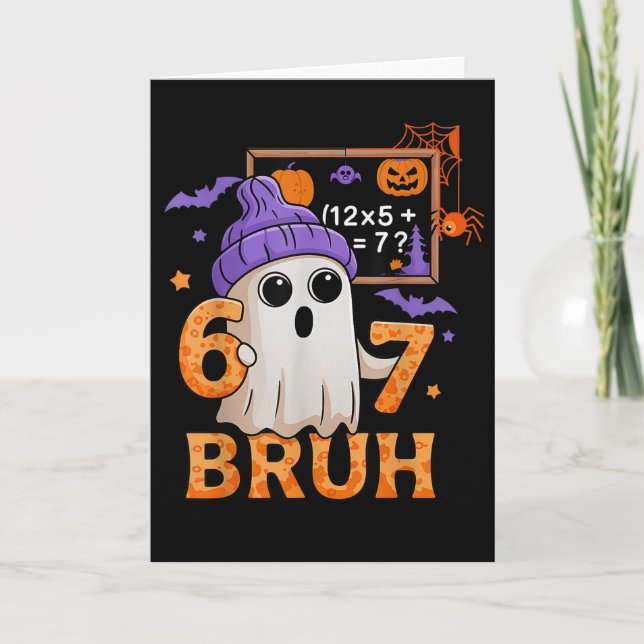 67 Teacher Halloween Ghost Six Seven Meme Math Equ Kort (Framsida)