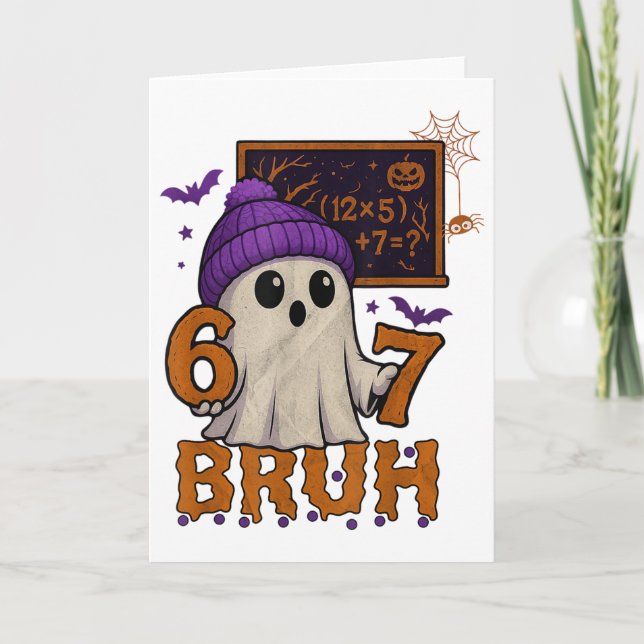 67 Teacher Halloween Ghost Six Seven Meme Math Equ Kort (Framsida)
