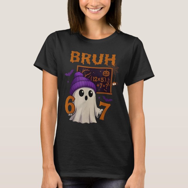 67 Teacher Halloween Ghost Six Seven Meme Math Equ T Shirt (Framsida)