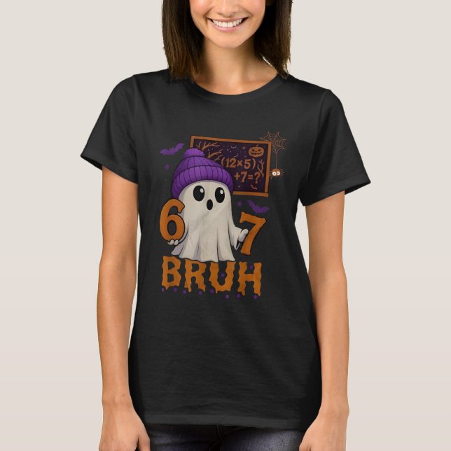 67 Teacher Halloween Ghost Six Seven Meme Math Equ T Shirt (Framsida)