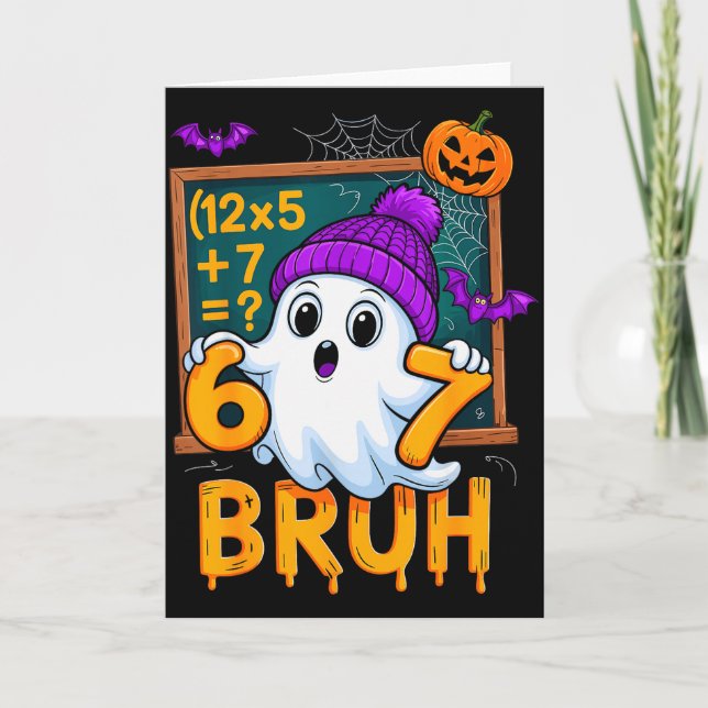 67 Teacher Halloween Ghost Six Seven Meme Math Hum Kort (Framsida)
