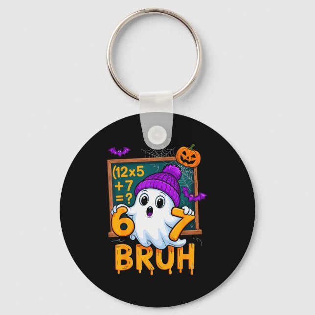 67 Teacher Halloween Ghost Six Seven Meme Math Hum Nyckelring (Framsida)
