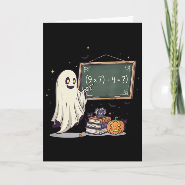 67 Teacher Halloween Ghost Six Seven Meme Math Jok Kort (Framsida)