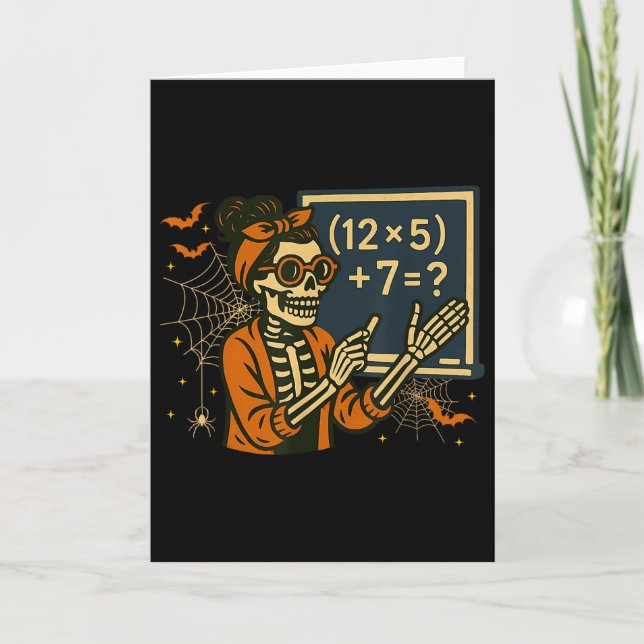 67 Teacher Halloween Skeleton Six Seven Meme Math  Kort (Framsida)