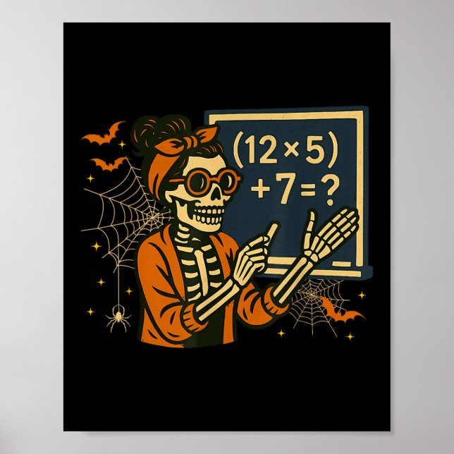 67 Teacher Halloween Skeleton Six Seven Meme Math  Poster (Framsidan)