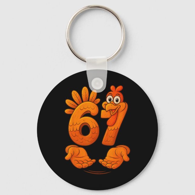 67 Thanksgiving Kalkon Rolig Gen Alpha Meme Tack Nyckelring (Framsida)