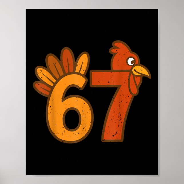 67 Thanksgiving Math Turkey Funny Brainrot Math Te Poster (Framsidan)