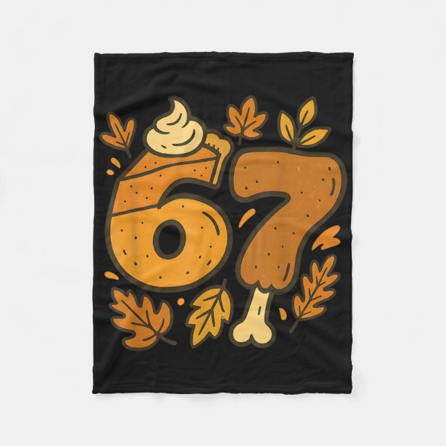 67 Thanksgiving Meme Rolig Six Seven Gen Alpha Sla Fleecefilt (Framsidan)