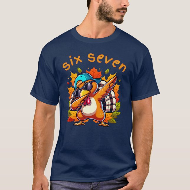 67 Thanksgiving Tee Six Seven Dabbing Turkey Meme (Framsida)