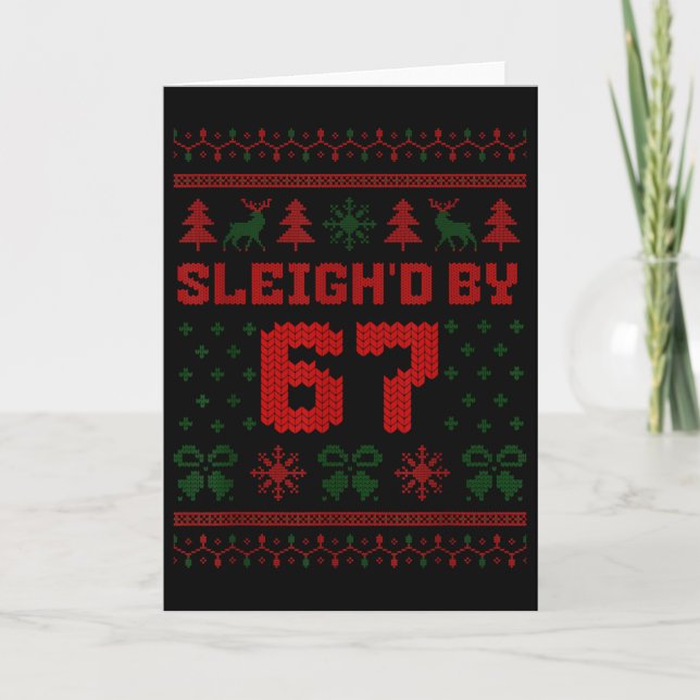 67 Tomte släde ful jul  Kort (Framsida)