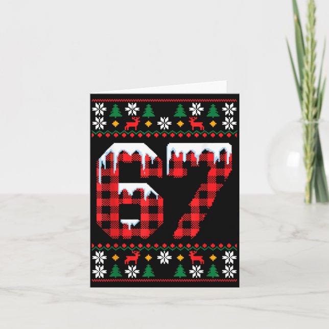 67 Ugly Christmas Flannel Brainrot Design  Kort (Framsida)