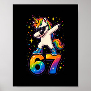 67 Unicorn Dabbing Sex Seven Meme Funny Poster