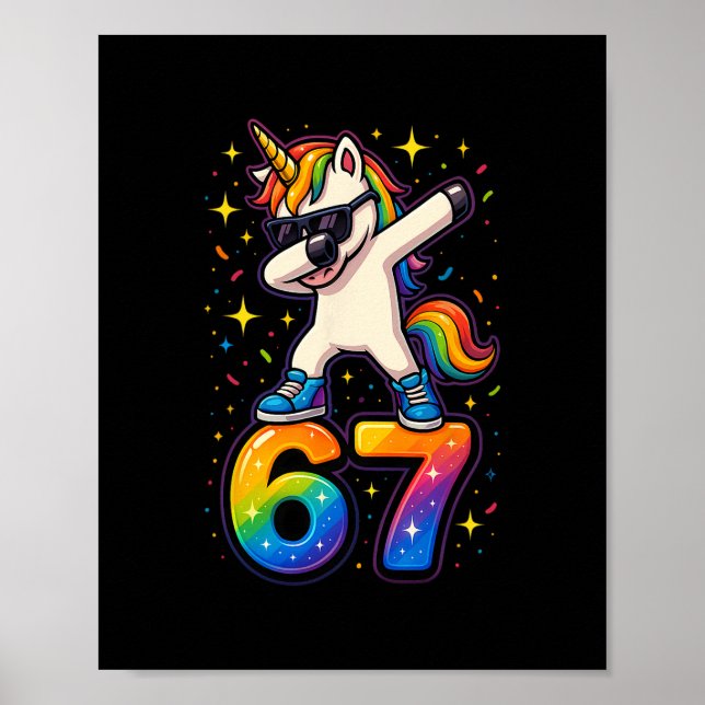 67 Unicorn Dabbing Sex Seven Meme Funny Poster (Framsidan)