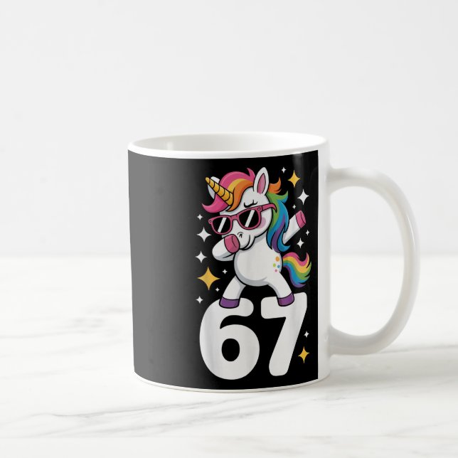 67 Unicorn Dabbing Six Seven Meme Funny  Kaffemugg (Höger)