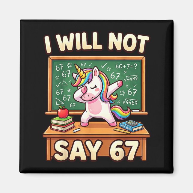 67 Unicorn For Girls Six Seven Meme Brainrot Funny Magnet (Framsidan)