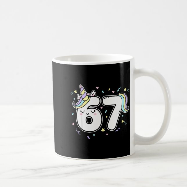 67 Unicorn Six Seven 6-7 Meme  Kaffemugg (Höger)