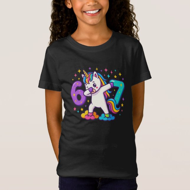 67 Unicorn Six Seven Funny Kids Graphic  T Shirt (Framsida)