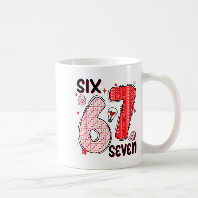 67 Valentine Six Seven 6 7 Funny Valentine’s Day W Kaffemugg (Höger)