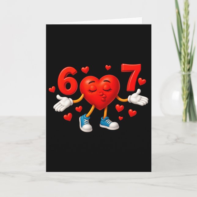 67 Valentine Six Seven Cute Hearts 6 7 Meme Gen Al Kort (Framsida)