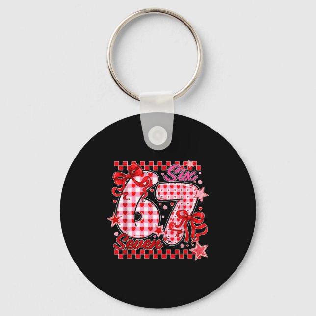 67 Valentine Six Seven Cute Love Valentine Men Wom Nyckelring (Framsida)