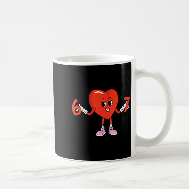 67 Valentines Funny Six Seven Cute Heart 6 7 Meme  Kaffemugg (Höger)