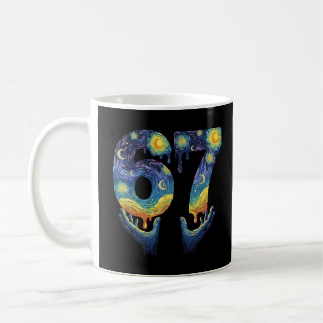 67 Van Gogh Starry Night Ice Cream Drip Funny Kaffemugg (Vänster)