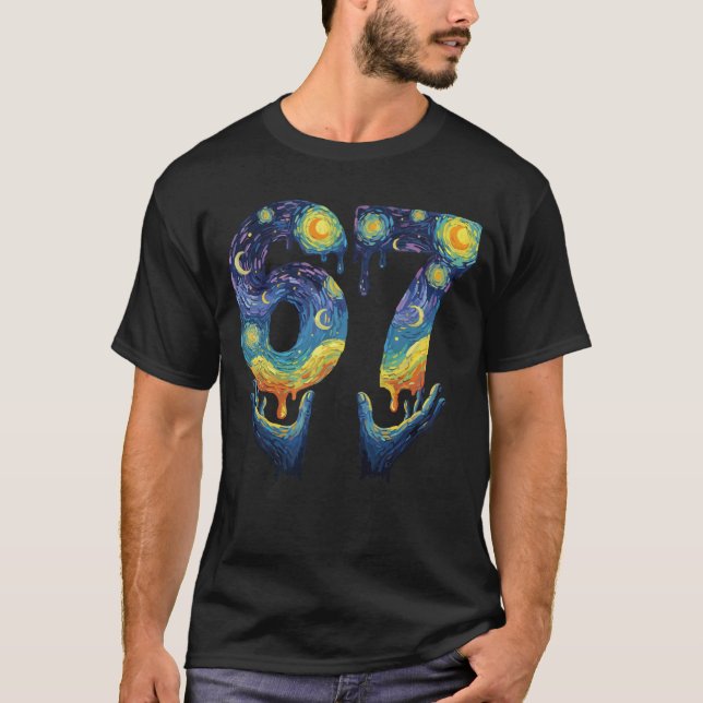 67 Van Gogh Starry Night Ice Cream Drip Funny T Shirt (Framsida)