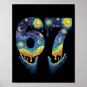 67 Van Gogh Stjärnkväll Glass Dropp Rolig Poster