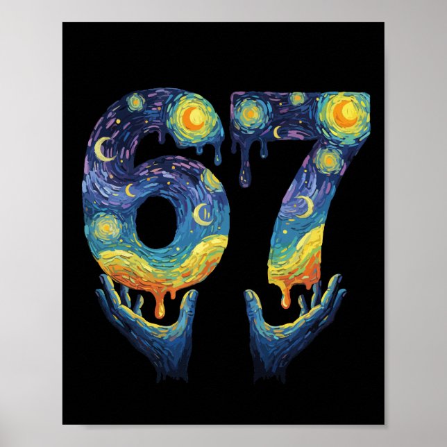 67 Van Gogh Stjärnkväll Glass Dropp Rolig Poster (Framsidan)
